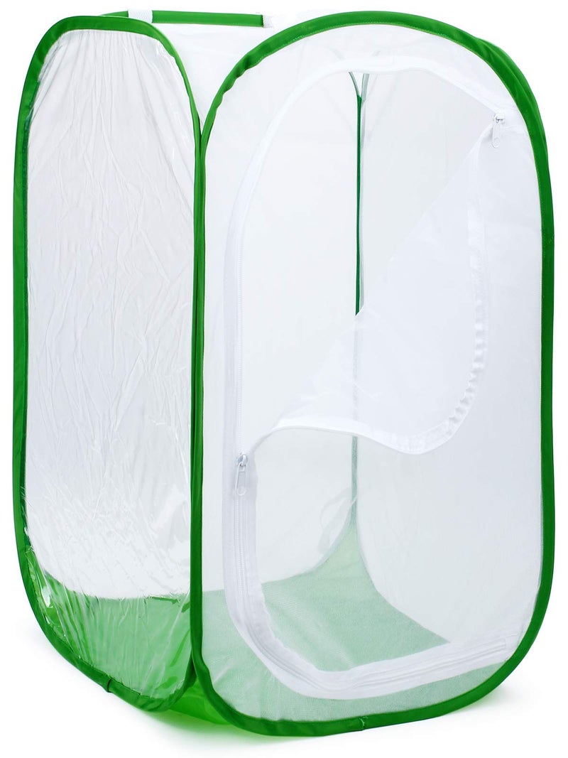 RESTCLOUD 4 Feet Extra Large Monarch Butterfly Habitat, Giant Collapsible Insect Mesh Cage Terrarium Pop-up (White + Green, 28 x 28 x 48 Inches) - Image 2